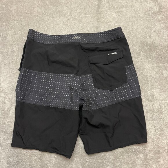 O'Neill Hyperfreak Board Shorts Black and Gray Mens 33 9" Swim Trunks - Picture 10 of 11